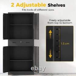 HOMCOM 180cm Tall Tool Cabinet, Lockable Metal Storage Cabinet with Drawer
