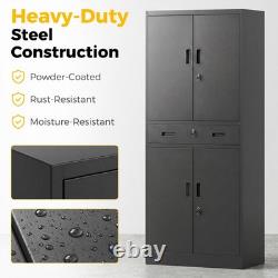 HOMCOM 180cm Tall Tool Cabinet, Lockable Metal Storage Cabinet with Drawer