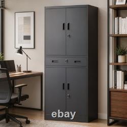 HOMCOM 180cm Tall Tool Cabinet, Lockable Metal Storage Cabinet with Drawer