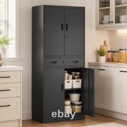 HOMCOM 180cm Tall Tool Cabinet, Lockable Metal Storage Cabinet with Drawer