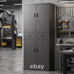 HOMCOM 180cm Tall Tool Cabinet, Lockable Metal Storage Cabinet with Drawer