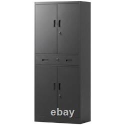 HOMCOM 180cm Tall Tool Cabinet, Lockable Metal Storage Cabinet with Drawer