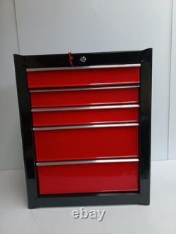 HOMCOM 5 Drawer Lockable Steel Tool Storage Cabinet Trolley Wheels Garage DIY