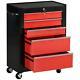 Homcom 5-drawer Lockable Steel Tool Storage Cabinet Wheels Handle 2 Keys Red