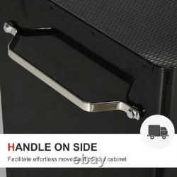 HOMCOM 5-Drawer Lockable Steel Tool Storage Cabinet Wheels Handle 2 Keys Red