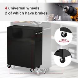 HOMCOM 5 Drawer Lockable Tool Chest Trolley with Wheels Steel Garage Cabinet