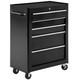Homcom 5-drawer Tool Chest, Lockable Steel Tool Storage Cabinet With Wheels And
