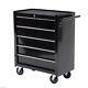 Homcom 5-drawer Tool Chest Steel Lockable Tool Storage Cabinet With Wheels Black