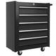 Homcom 5-drawer Tool Chest Steel Lockable Tool Storage Cabinet With Wheels Black