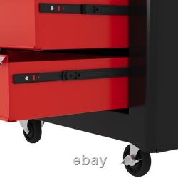 HOMCOM 5-Drawer Tool Chest Steel Lockable Tool Storage Cabinet with Wheels Red HOMCOM 5-Drawer Tool Chest Steel Lockable Tool Storage Cabinet with Wheels Red