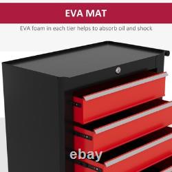 HOMCOM 5-Drawer Tool Chest with Wheels, Steel Lockable Tool Storage Cabinet with