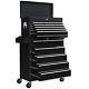 Homcom Rolling Tool Cabinet On Wheels With 14 Drawers, Pegboard & Side Rack, Top