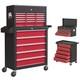 Homcom Rolling Tool Chest Lockable Roller Cabinet With With 14 Drawers Red