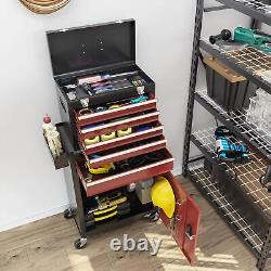 HOMCOM Tool Cabinet on Wheels with 5 Drawers Top Tool Chest Roller Cabinet Combo