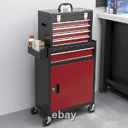 HOMCOM Tool Cabinet on Wheels with 5 Drawers Top Tool Chest Roller Cabinet Combo