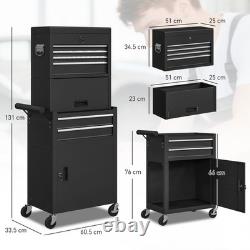 HOMCOM Tool Cabinet with 6 Drawers, 3-in-1 Rolling Tool Chest with Wheels