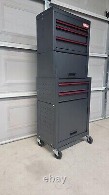 HYPER Tough 5-Drawer Rolling Tool Chest & Cabinet Combo Black