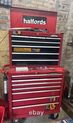 Halford Tool Box with Roller Cabinet and Ball Bearing Drawers Red 14 Drawers