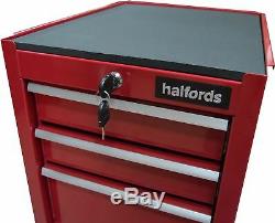 Halfords 4 Drawer Side Cabinet Red Key Lock With Ball Bearing Drawer Sliders