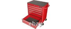 Halfords 5 Drawer Workshop Garage Tool Box Cabinet with Key Lock Red (Dented)