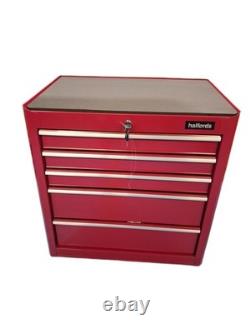 Halfords 5 Drawer Workshop Garage Tool Box Cabinet with Key Lock Red (Dented)