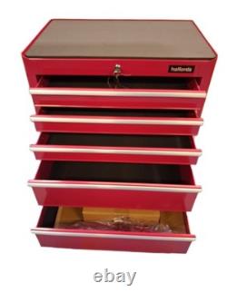 Halfords 5 Drawer Workshop Garage Tool Box Cabinet with Key Lock Red (Dented)