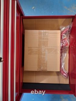 Halfords 5 Drawer Workshop Garage Tool Box Cabinet with Key Lock Red (Dented)