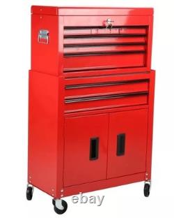 Halfords 8 Drawer & Cabinet Workshop Tool Centre Red (Scratched/Dented) B+