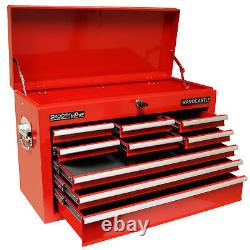 Hardcastle Red 9 Drawer Metal Top Chest Tool Storage Box/Ball Bearing Runners