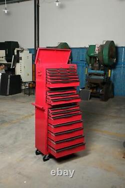 Heavy Duty 19 Drawer Rolling Tools Trolley Chest Combination Unit Cabinet Red