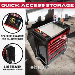Heavy Duty 30 7 Drawers Tool Chest Storage Roller Cabinet Black and Red