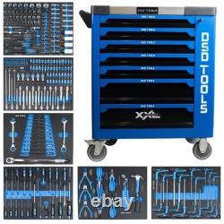 Heavy Duty 7 Drawer Tool Trolley Cabinet with Tools Lockable Steel Workshop Box