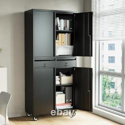 Heavy Duty Metal Cabinet 73 Inch Lockable Tool Storage with 2 Drawers Shelves