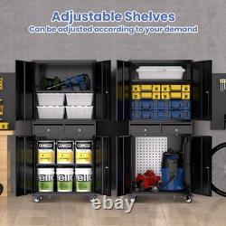 Heavy Duty Metal Cabinet 73 Inch Lockable Tool Storage with 2 Drawers Shelves