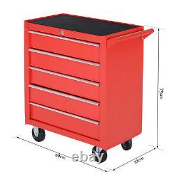 Heavy Duty Tool Chest Cabinet Drawers Equipment Storage Box Lockable Wheels Red
