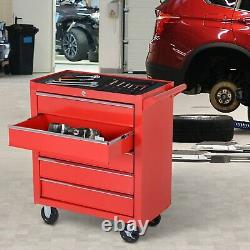 Heavy Duty Tool Chest Cabinet Drawers Equipment Storage Box Lockable Wheels Red