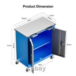 Heavy Duty Tool Trolley Cabinet with Drawer & Doors Workshop Garage Cart UK