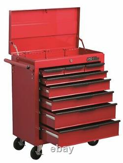 Hilka 8 Drawer Tool Chest Trolley Red Mobile Garage Storage Rolling Wheels Tools