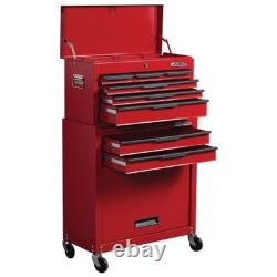 Hilka Heavy Duty 8 Drawer Tool Chest Cabinet Combo Garage Workshop Red Steel Pro