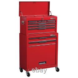 Hilka Heavy Duty 8 Drawer Tool Chest Cabinet Combo Garage Workshop Red Steel Pro