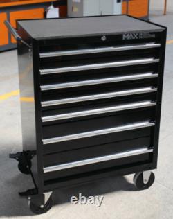 Hilka Professional 7 Drawer Tool Trolley Cabinet Mobile Storage Chest Unit Black