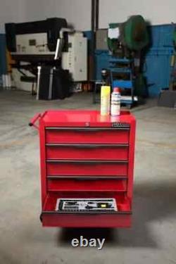 Hilka Tool Chest Trolley 5 drawer red metal storage roller roll cabinet box cab