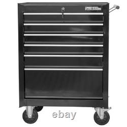 Hilka Tool Chest Trolley 6 draw black metal storage roll cabinet wheels box cab