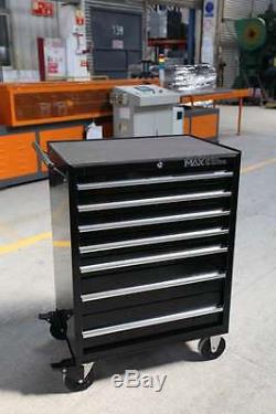 Hilka Tool Chest Trolley 7 Drawer Black Mobile Storage Roll Cabinet Wheels Cart