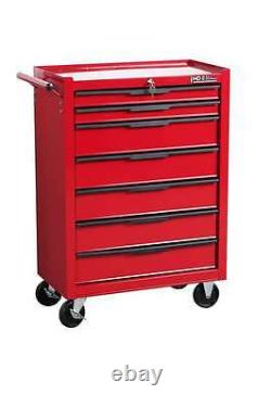 Hilka Tool Chest Trolley 7 Drawer Red Metal Mobile Roll Wheels Cabinet Storage