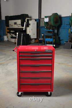 Hilka Tool Chest Trolley 7 Drawer Red Metal Mobile Roll Wheels Cabinet Storage