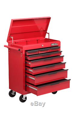 Hilka Tool Chest Trolley 8 Drawer Red Mobile Storage Roll Wheels Cabinet Box