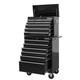 Hilka Tool Chest Trolley Set 15 Drawer Black Metal Garage Storage Roll Cabinet