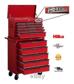Hilka Tool Chest Trolley Storage Cabinet Mobile Cart Ball Bearing 14 Drawers