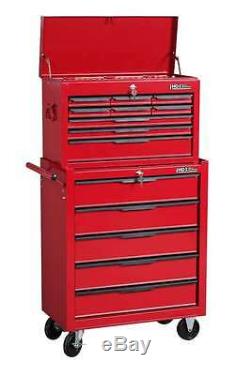 Hilka Tool Chest Trolley Storage Cabinet Red 14 Drawer Mobile Cart Roll Cab Unit